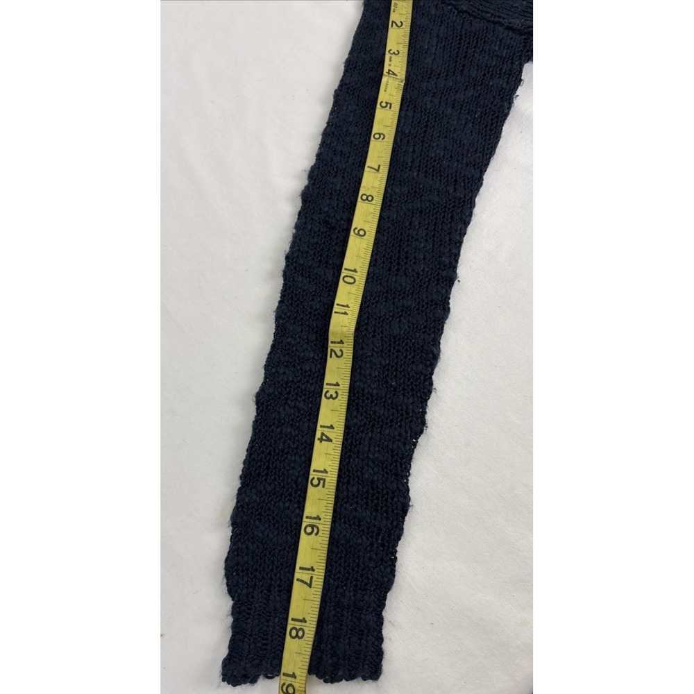 Open Knit Slub Fringe Sweater Womens Medium Navy Blue Boho Western - Picture 7 of 7